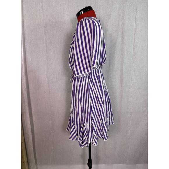Pretty Garden Womens Dress size Small Mini Purple Striped Beach Boho E106 - Picture 4 of 12